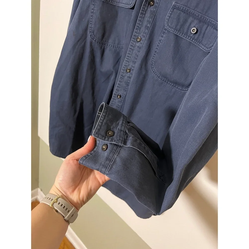 L.L. Bean Hurricane Flannel Lined Shacket Shirt Button Up Blue Men Sz XXL